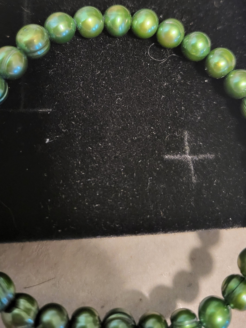 Green Freshwater Pearl Beaded Stretch Bracelet, Boho, Fairy, Stackable